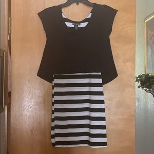 Miss Cheivous Black/white Striped Dress- NWT